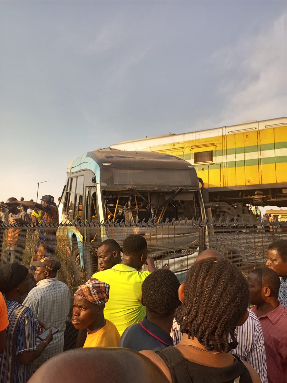 Breaking- Many injured as train crushes Lagos Govt staff bus in PWD (Video)