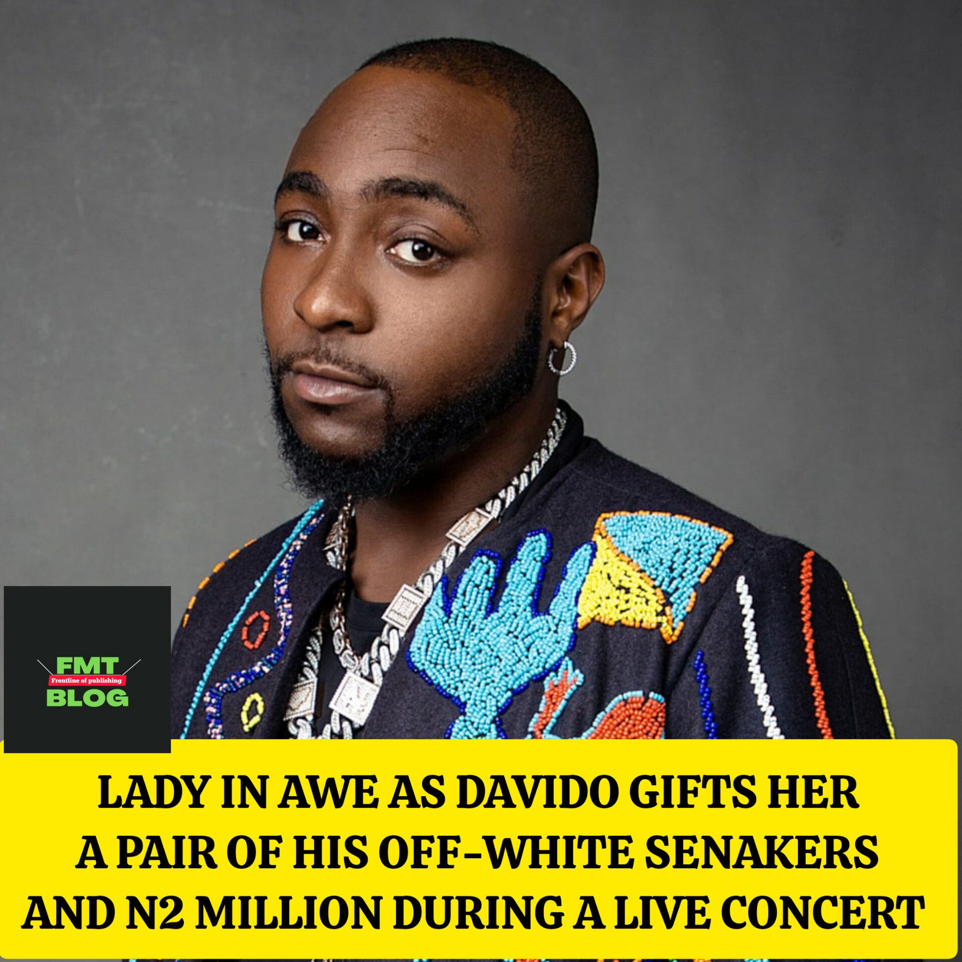 Lady in awe as Davido gifts her a pair of his off-white sneakers and N2 ...