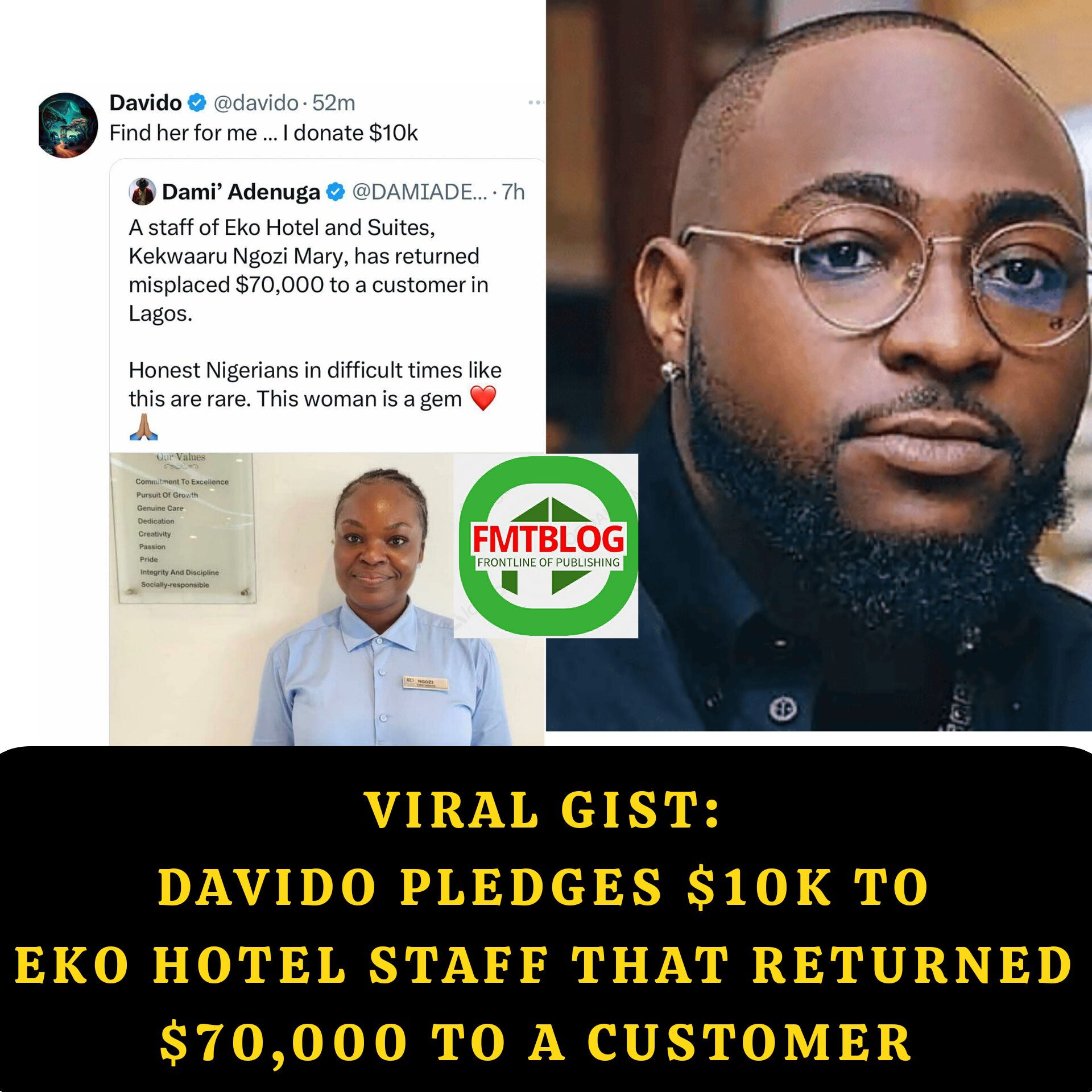 Davido Pledges $10K To Eko Hotel Staff That Returned $70,000 To A Customer