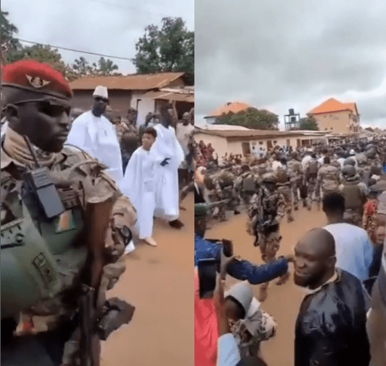 Viral Video: Interim President of Guinea, Mamady Doumbouya, Strolls with Sons Under Heavy Military Escort