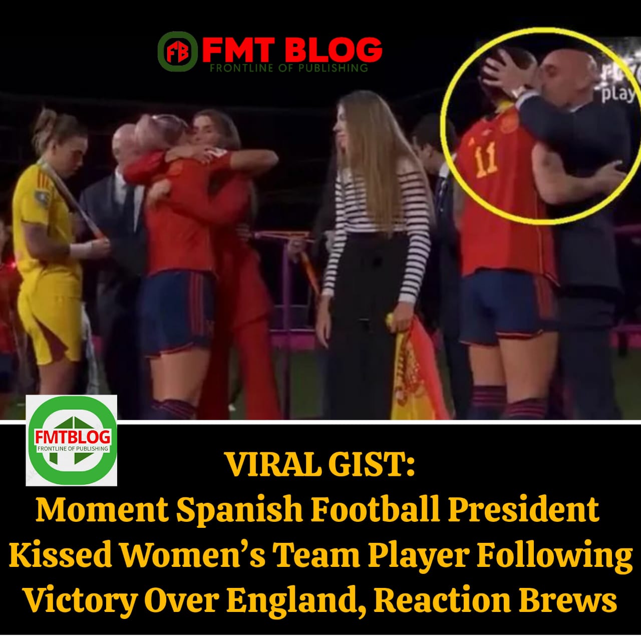 Moment Spanish Football President Kissed Women’s Player Team Following Victory Over England, Reactions Brews (VIDEO)