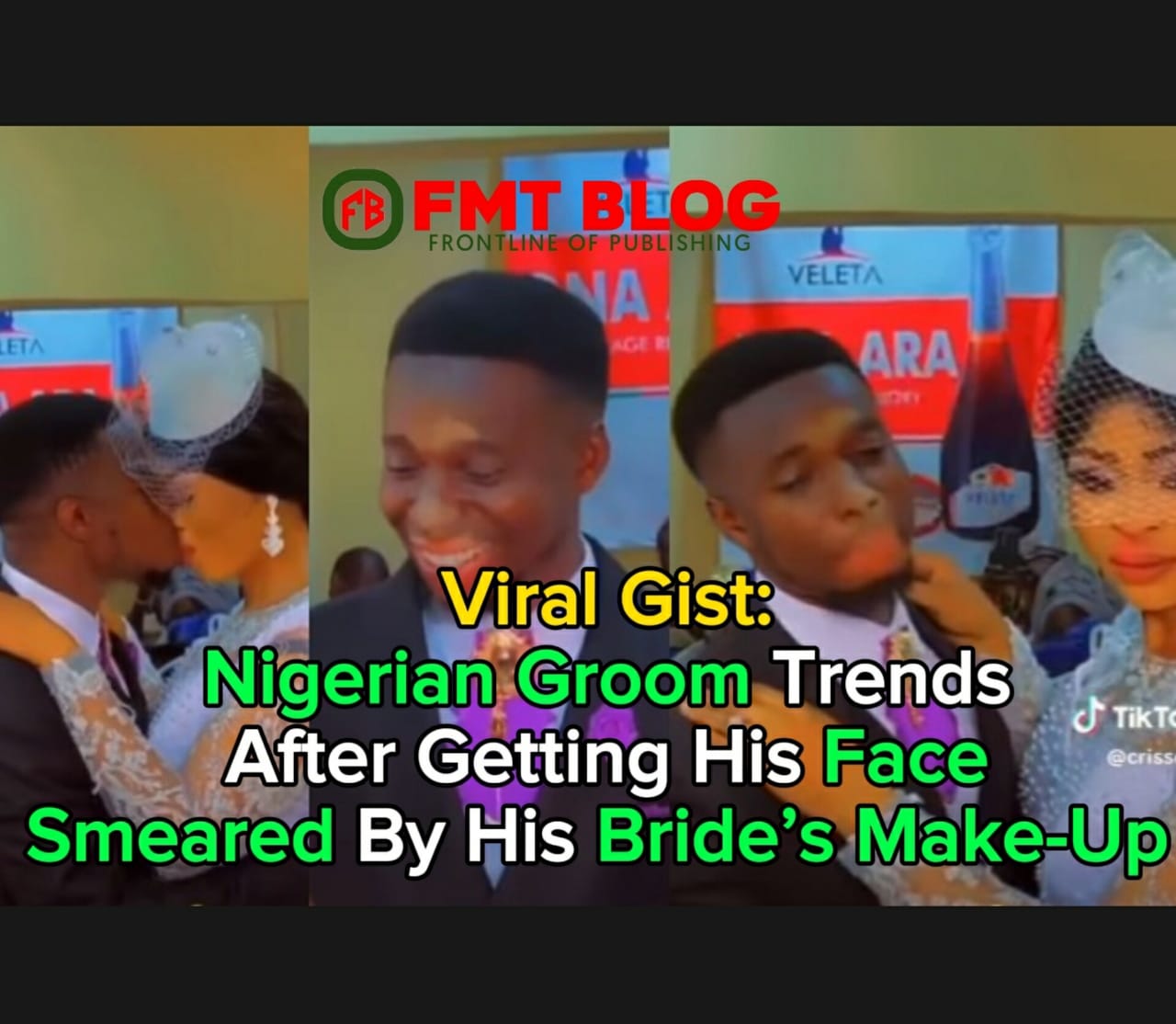 Nigerian Groom Trends After Getting His Face Smeared By His Bride’s Make-Up (VIDEO)