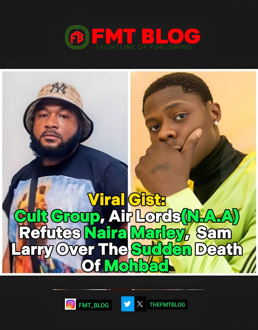 Cult Group, Air Lords Refutes Naira Marley, Sam Larry Over The Sudden Death Of Mohbad(Letter Attached)