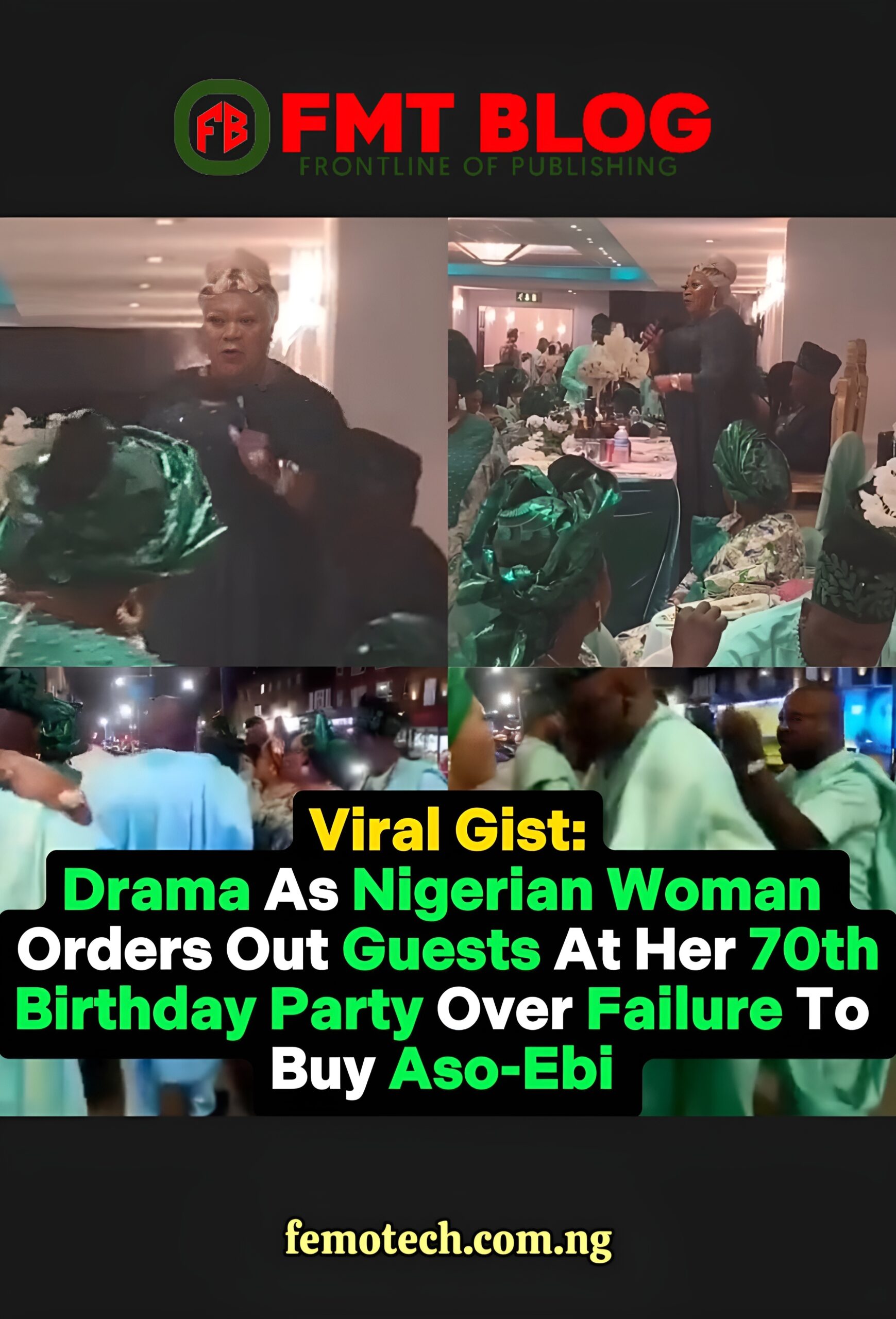 Drama As Nigerian Woman Orders Out Guest At Her 70th Birthday Party Over Failure To Buy Aso-Ebi (Video)