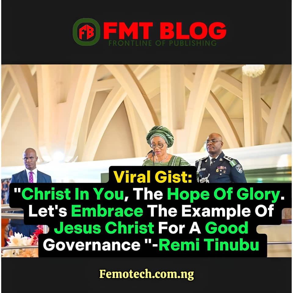 ”Christ In You, The Hope Of Glory. Let’s Embrace The Example Of Jesus Christ For A Good Governance”-Remi Tinubu