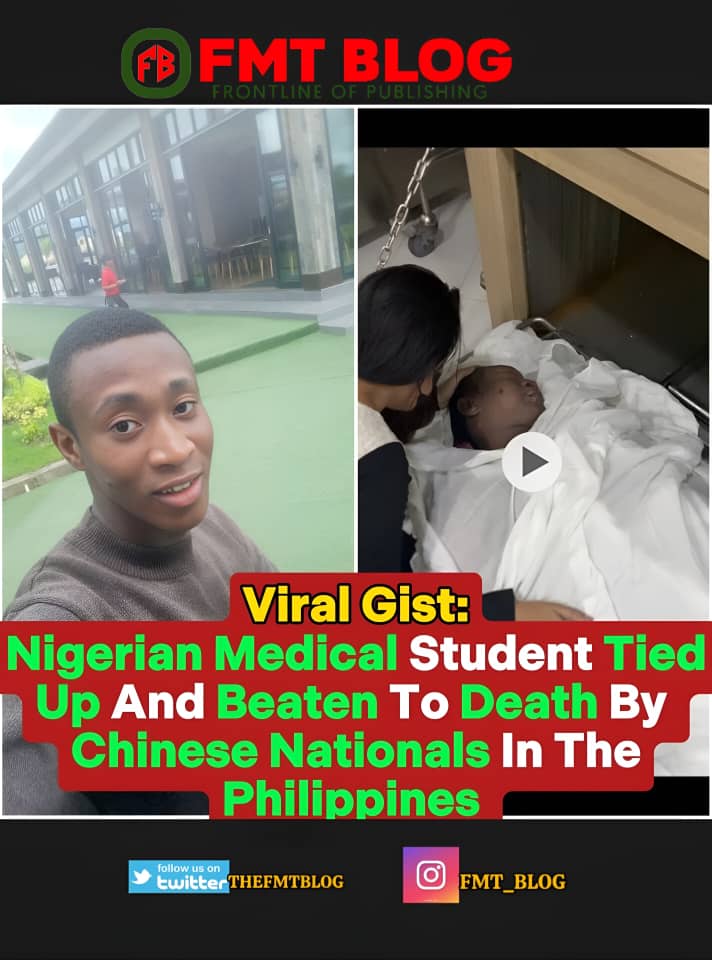 JUST IN!!!- Nigerian Medical Student Tied Up And Beaten To Death By Chinese Nationals In The Philippines (PHOTOS)