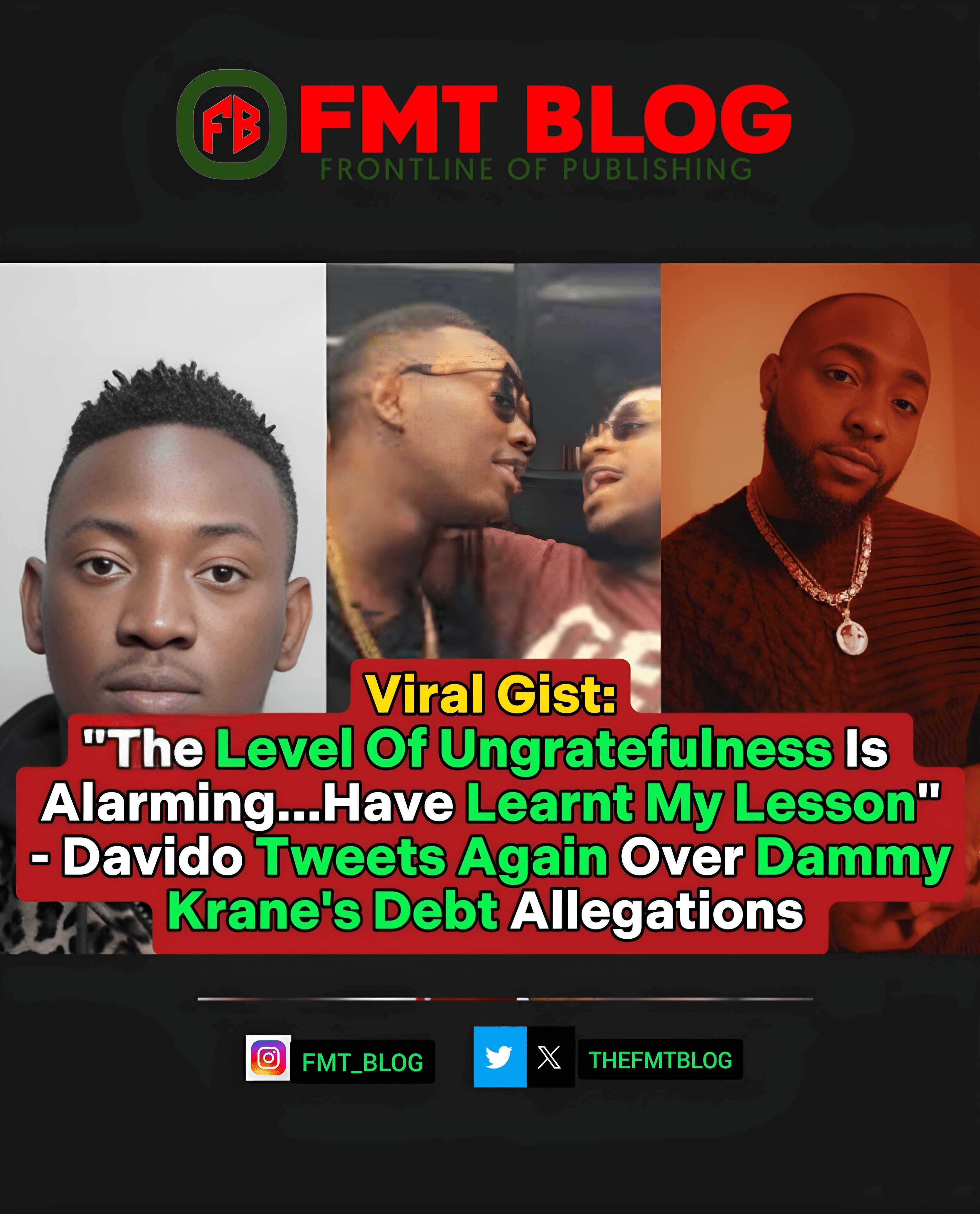 “The Level Of Ungratefulness Is Alarming … Have Learnt My Lesson.”- Davido Tweets Again Over Dammy Krane’s Debt Allegation