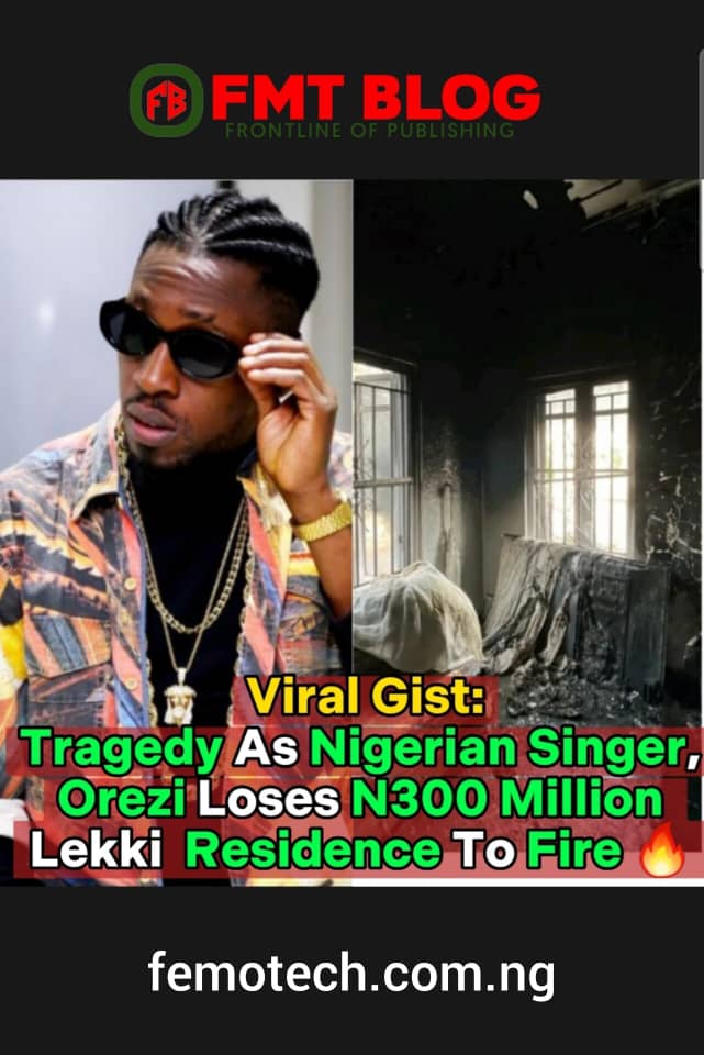 Tragedy As Nigerian Singer, Orezi Loses N300M Lekki Residence To Fire (Video)