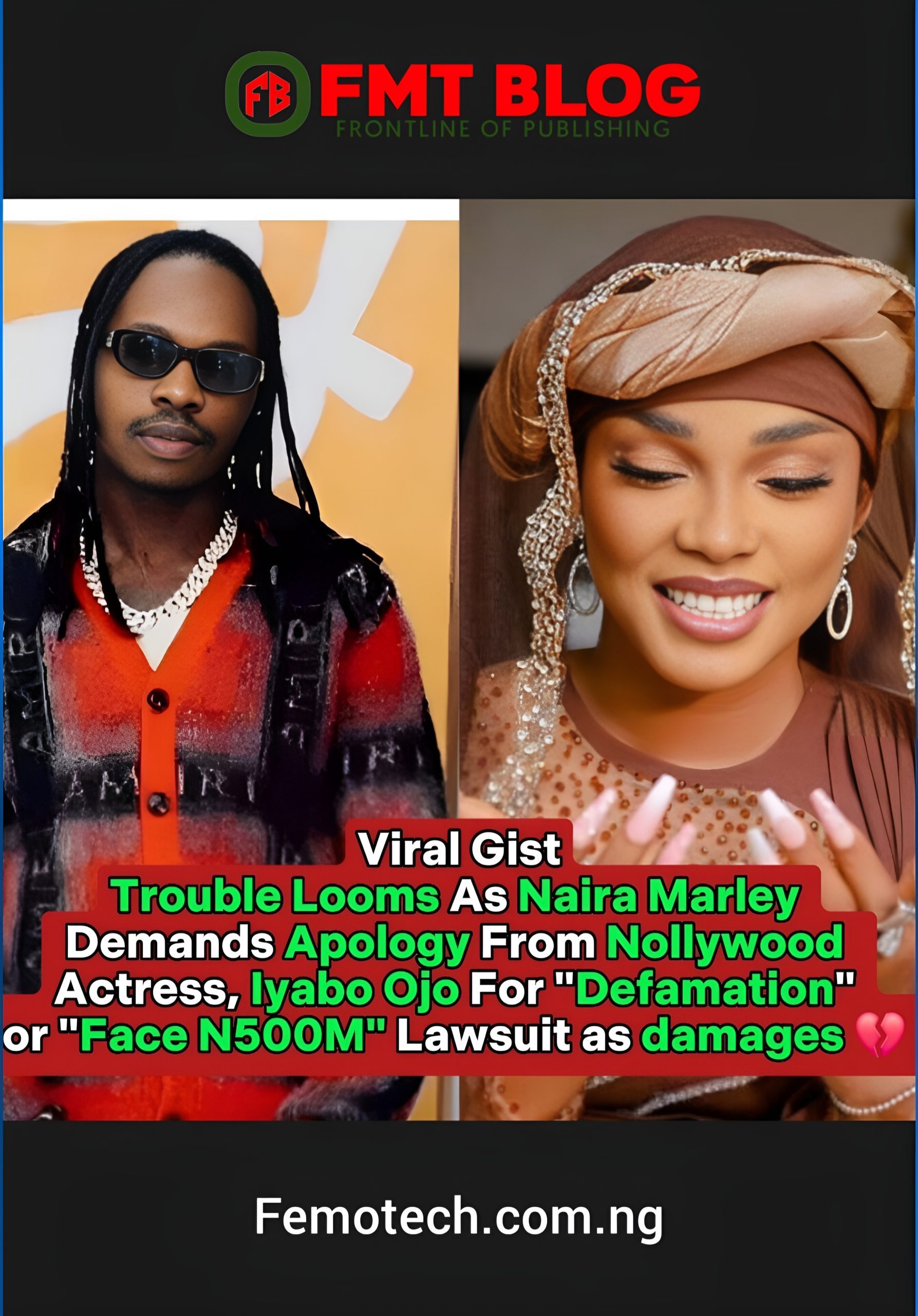 Trouble Looms As Naira Marley Demands Apology From Nollywood Actress Iyabo Ojo For ”Defamation Or Face N500M Lawsuit In Damages