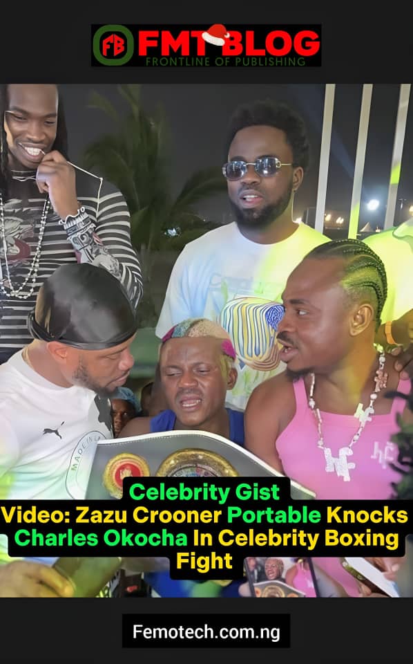 Video: Zazu Crooner Portable Knocks Charles Okocha In Celebrity Boxing Fight