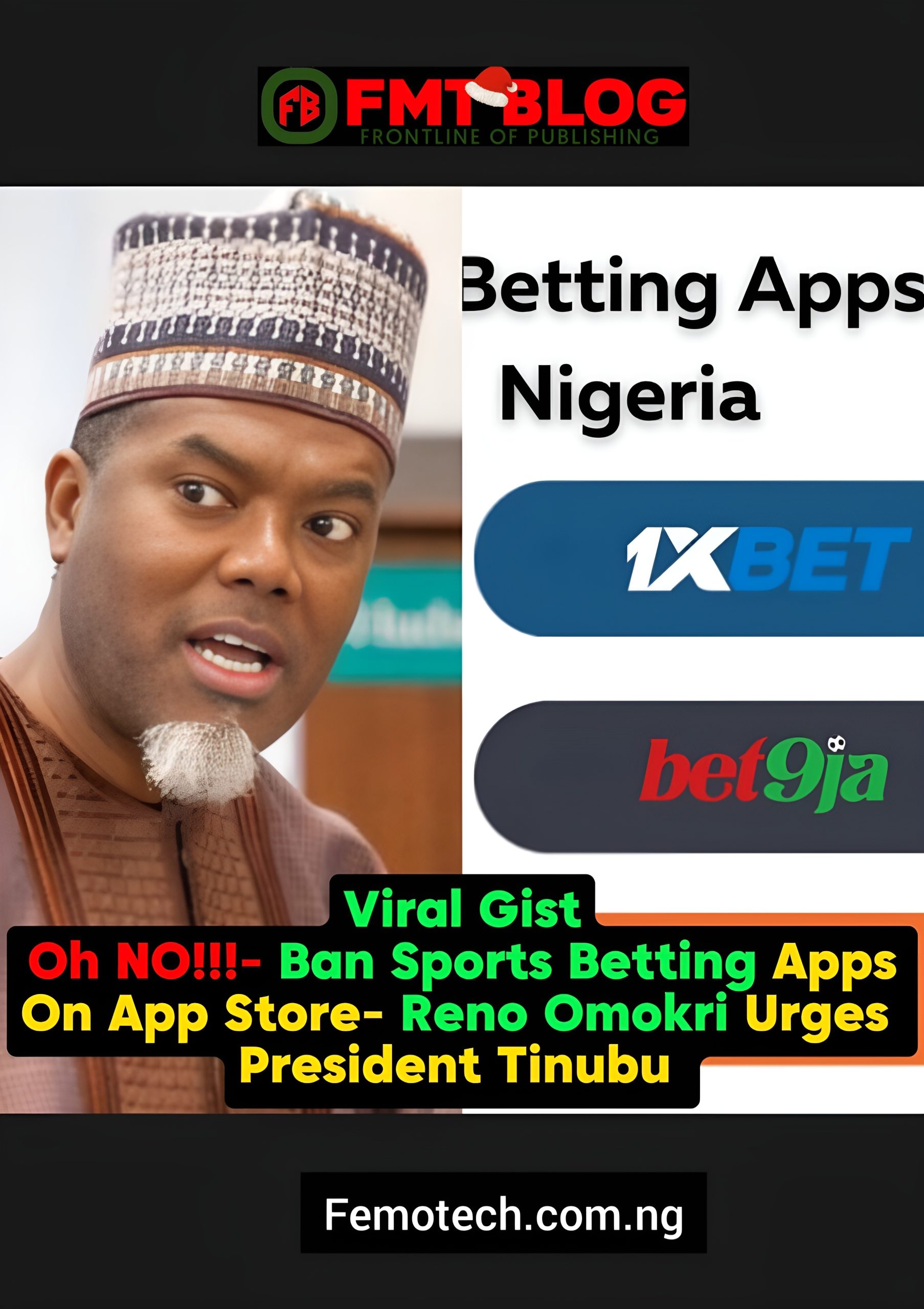 Oh No!!!-Ban Sports Betting Apps On App Store- Reno Omokri Urges President Tinubu