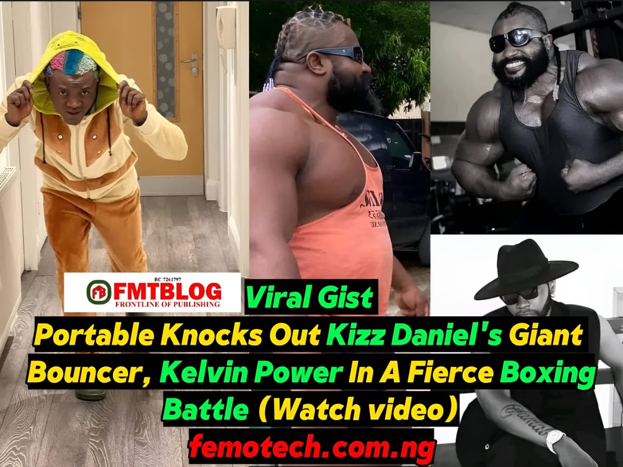 Portable Knocks Out Kizz Daniel’s Giant Bouncer, Kelvin Power In A Fierce Boxing Battle (Watch Video)