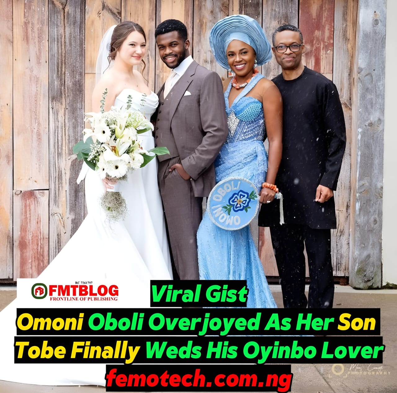 Omoni Oboli Overjoyed As Her Son Tobe Finally Weds His Oyinbo Lover