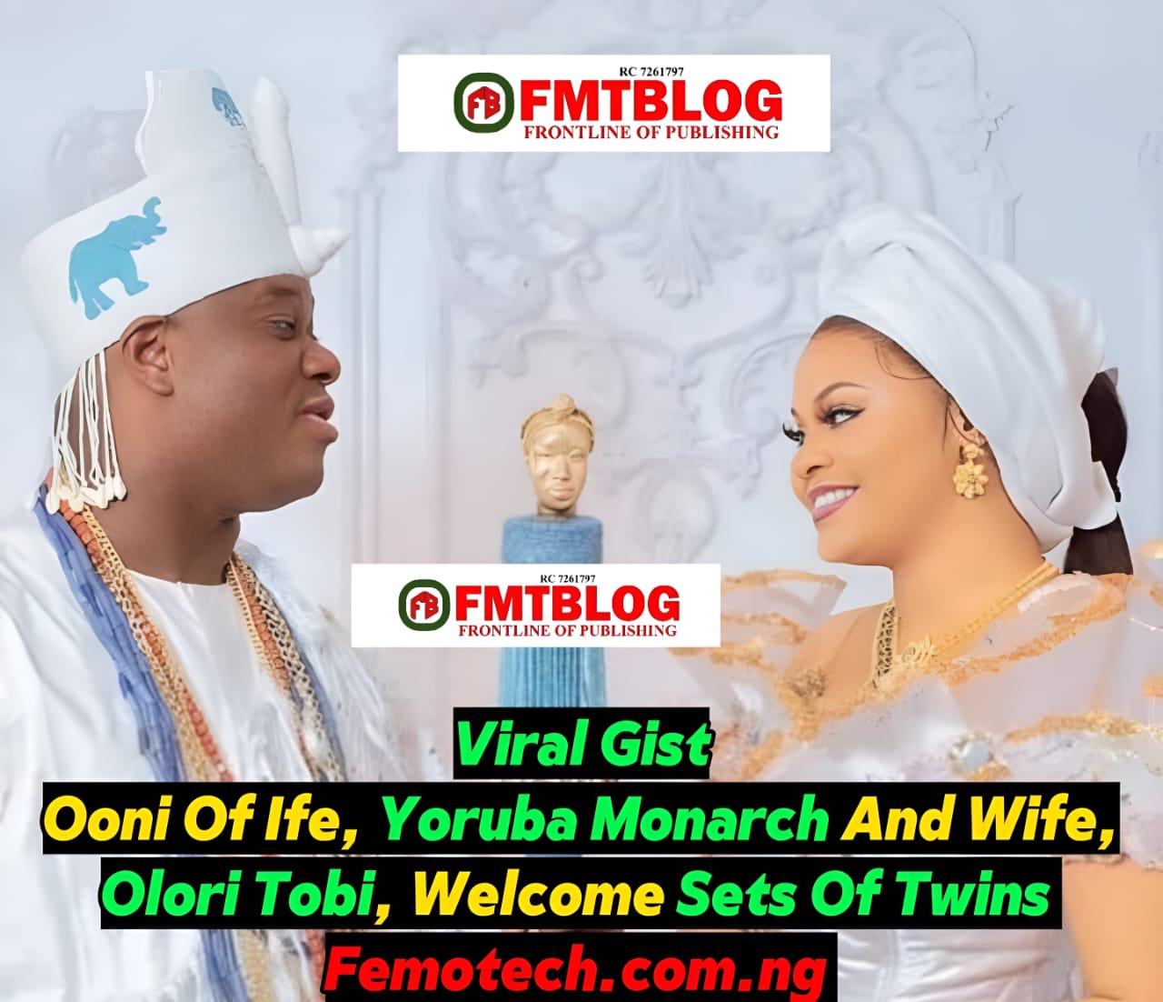 Ooni Of Ife, Yoruba Monarch And Wife, Olori Tobi, Welcome Sets Of Twins
