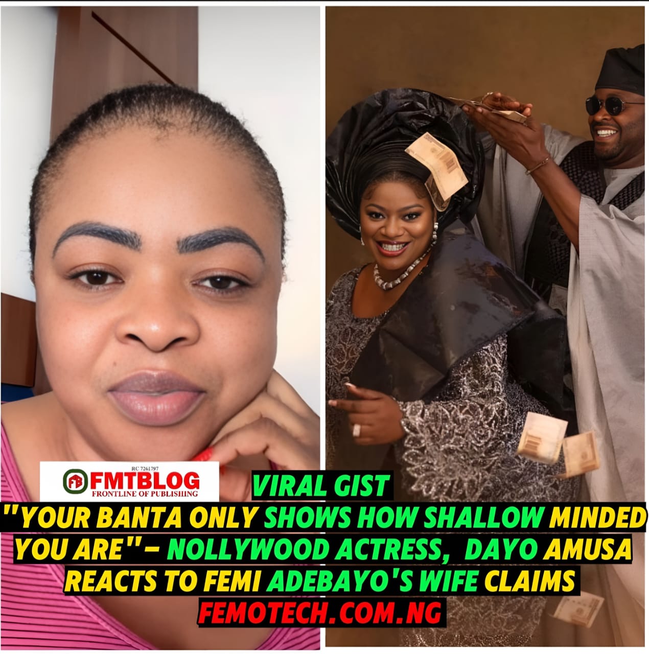 ”Your Banta Only Shows How Shallow Minded You Are”-Nollywood Actress, Dayo Amusa Reacts To Femi Adebayo’s Wife