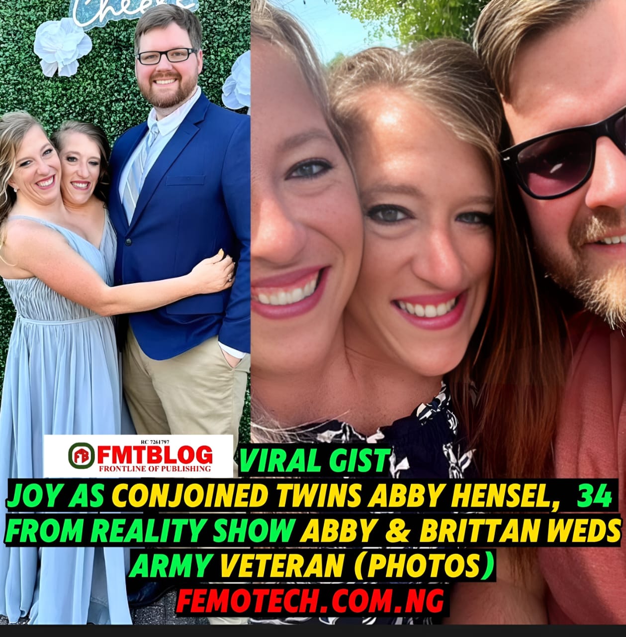 Joy As Conjoined Twins Abby Hensel, 34 From Reality Show Abby & Brittany Weds Army Veteran(PHOTOS)