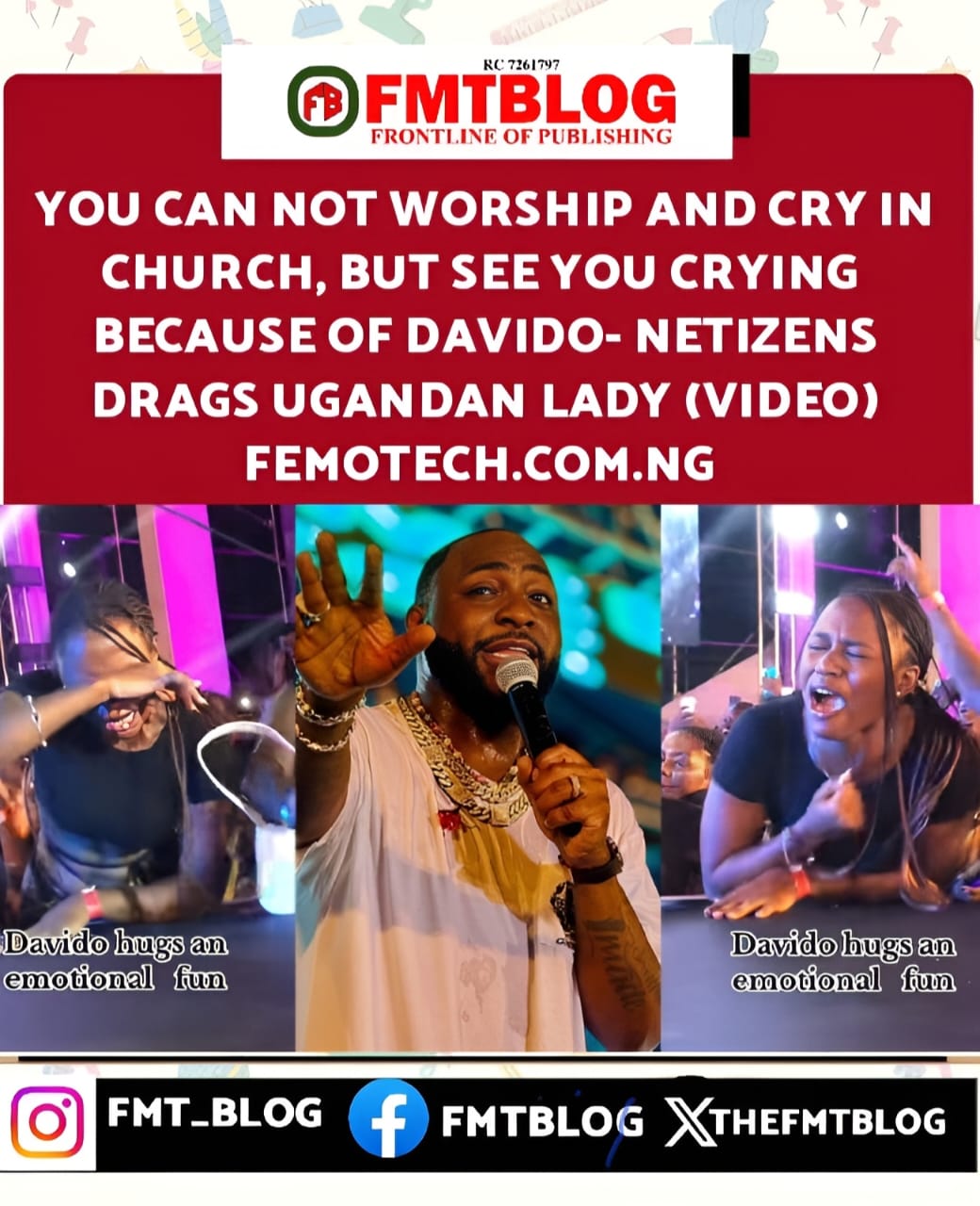You Can’t Worship And Cry In Church But See You Crying Because Of Davido- Netizens Drags Ugandan Lady(VIDEO)