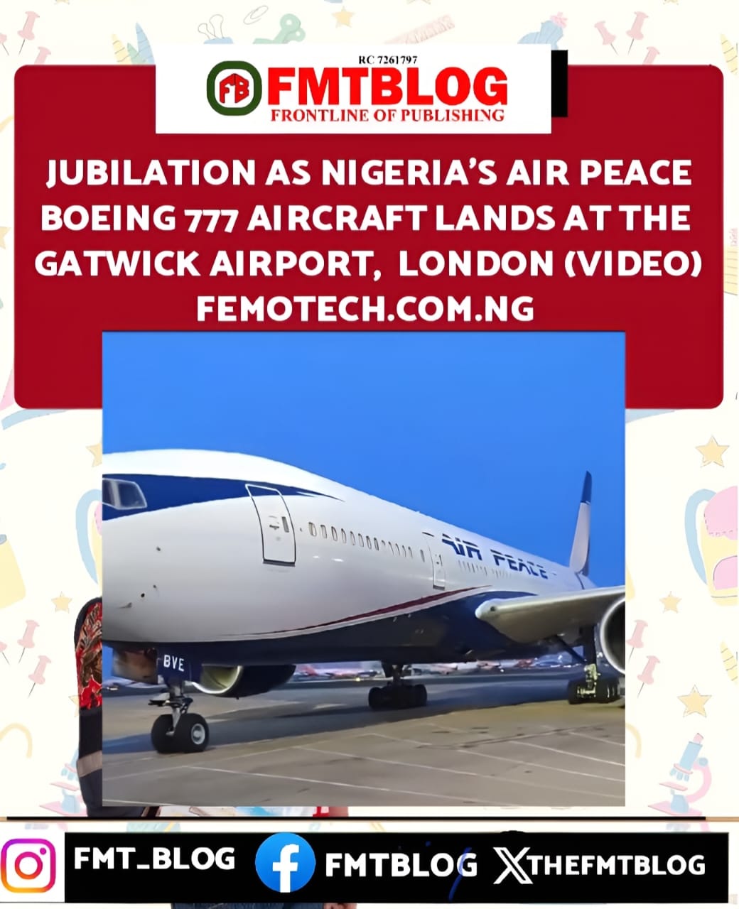 Jubilation As Nigeria’s Air Peace Boeing 777 Aircraft Lands At The Gatwick Airport, London (VIDEO)