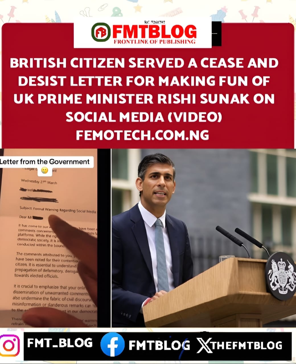 British Citizen Served A Cease-And-Desist Letter For Making Fun Of UK Prime Minister Rishi Sunak On Social Media (VIDEO)
