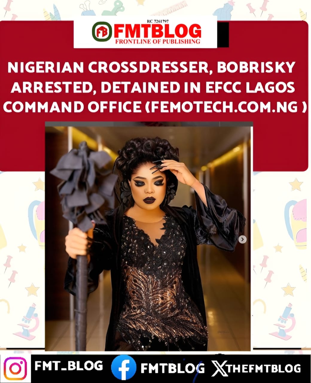 Nigerian Crossdresser Bobrisky Arrested, Detained In EFCC Lagos Command Office