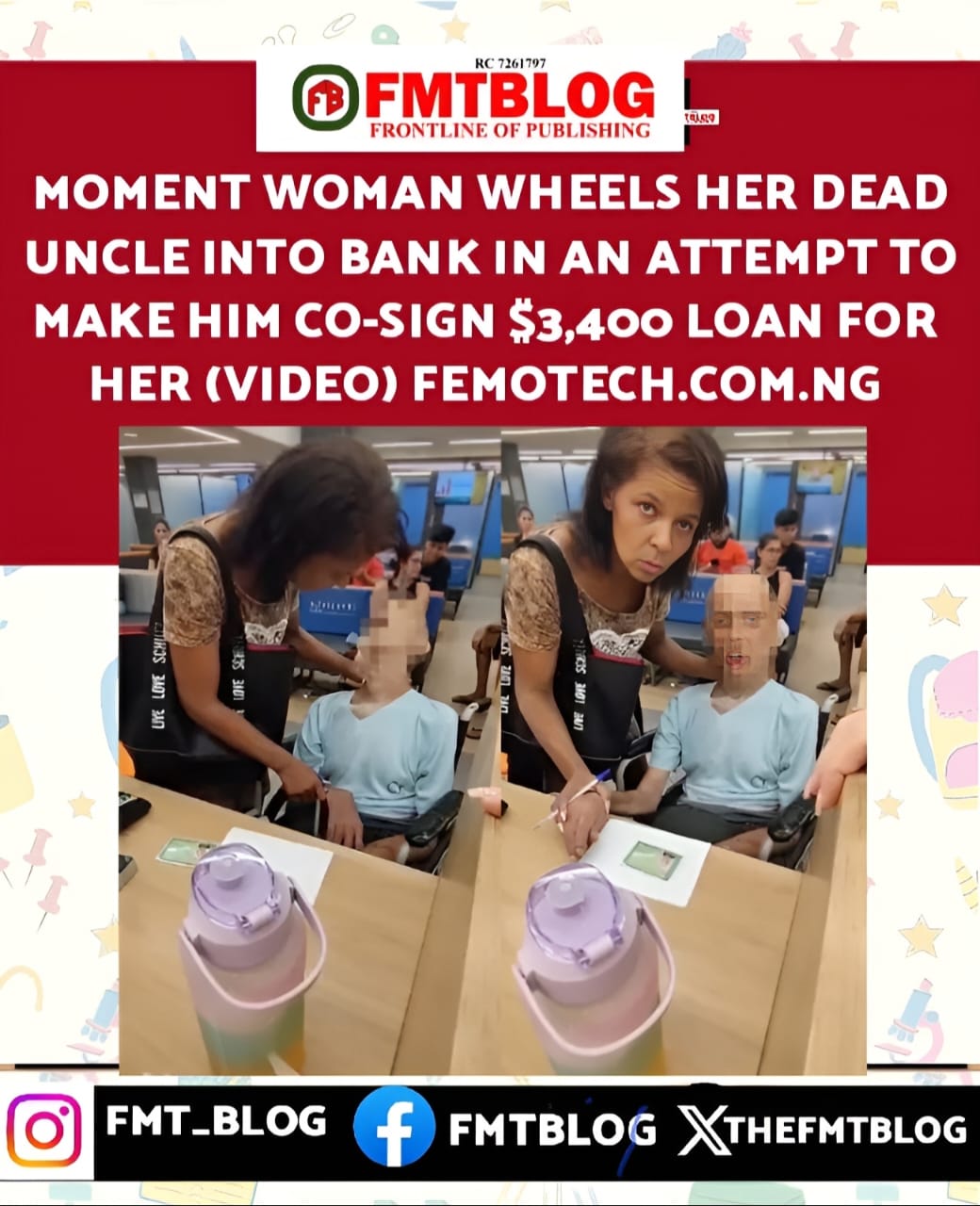 Moment Woman Wheels Her Dead Uncle Into Bank In An Attempt To Make Him Co-Sign $3,400 Loan For Her (VIDEO)
