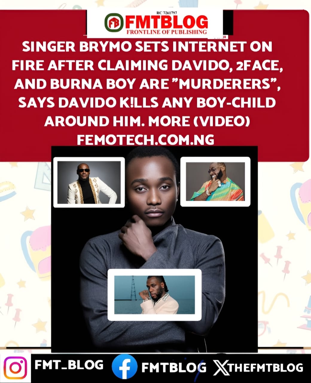 Singer Brymo Sets Internet On Fire After Claiming Davido, 2face, And Burna Boy Are ”Murderers”, Says Davido K!lls Any Boy-Child Around Him, More (VIDEO)
