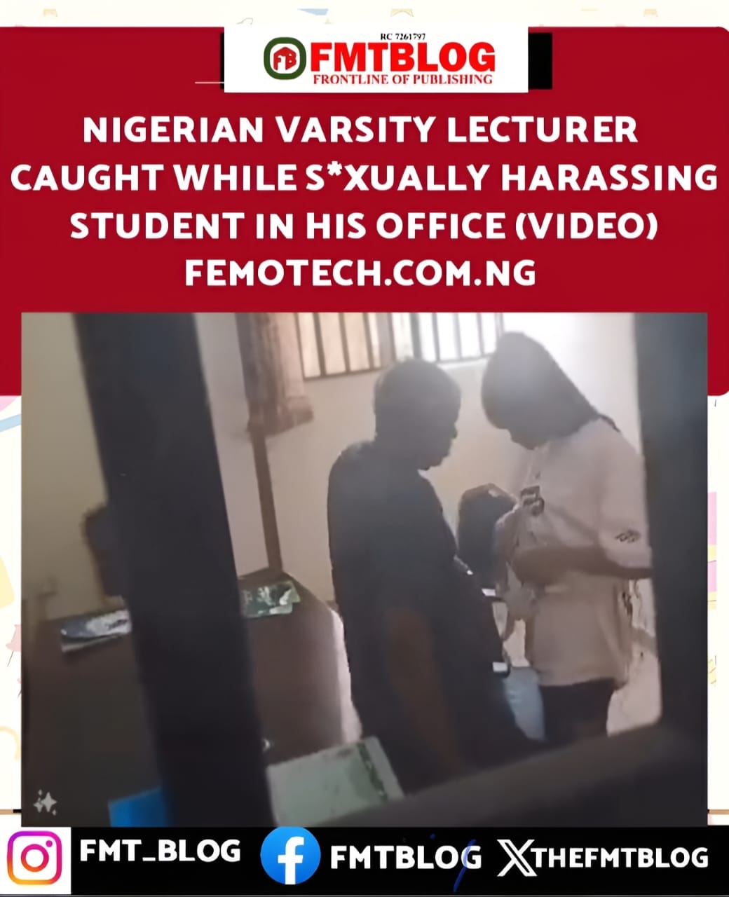 Nigerian Varsity Lecturer Caught While S*xually Harassing Student In His Office (VIDEO)