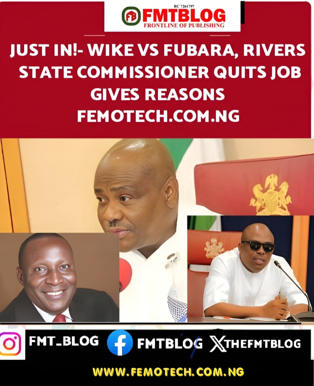 JUST IN!- Wike vs Fubara: Rivers State Commissioner Quits Job, Gives Reasons