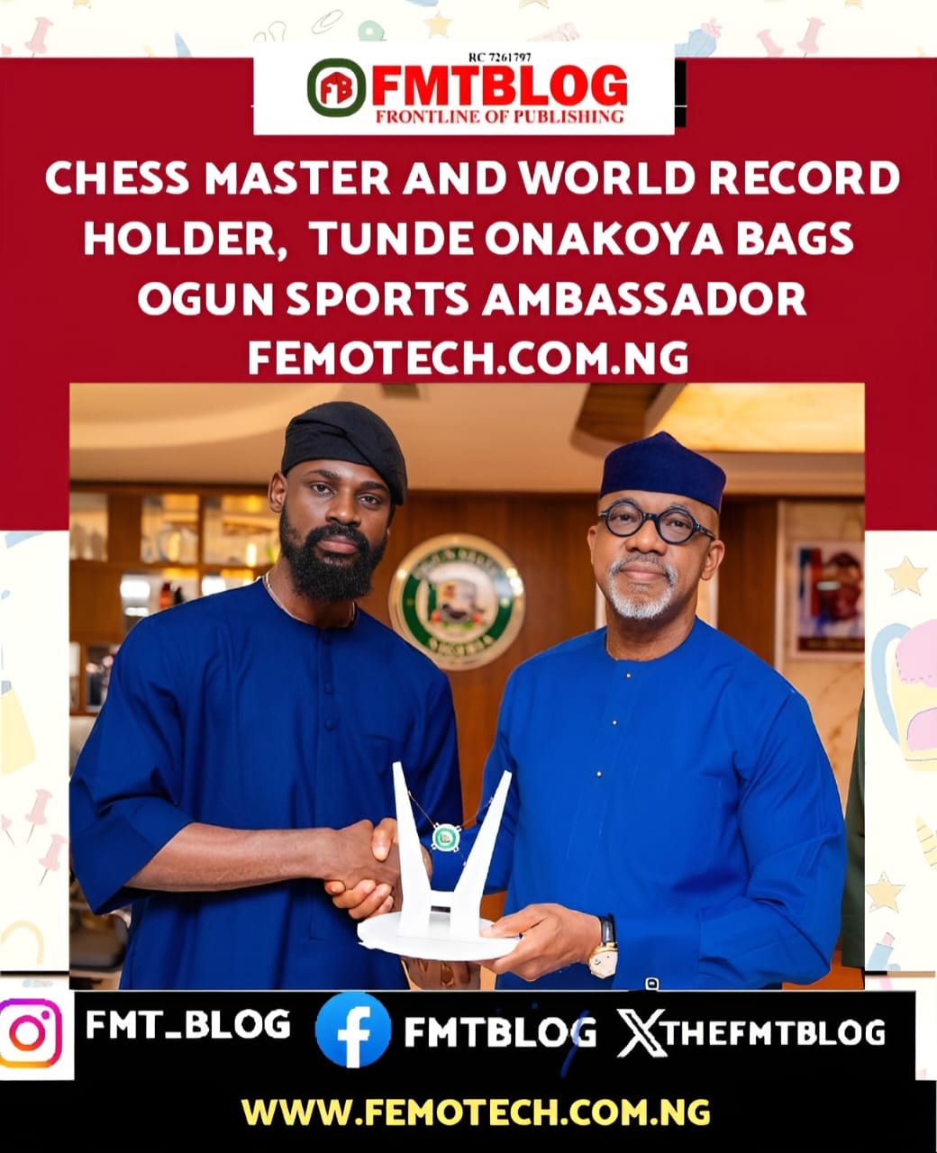 Chess Master And World Record Holder, Tunde Onakoya Bags Ogun Sports Ambassador (PHOTOS)