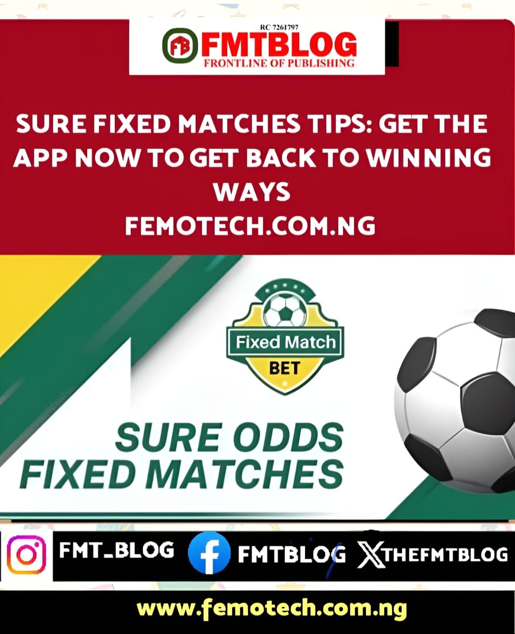 Sure Fixed Matches Tips: Get The App Now To Get Back To Winning Ways