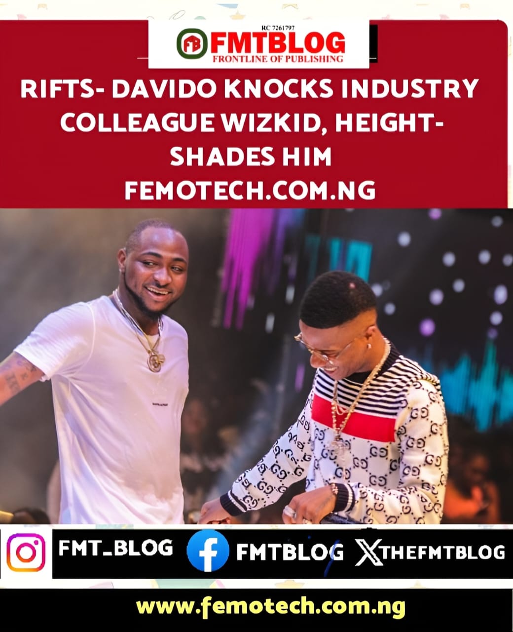Rifts: Davido Knocks Industry Colleague Wizkid, Height-Shades Him