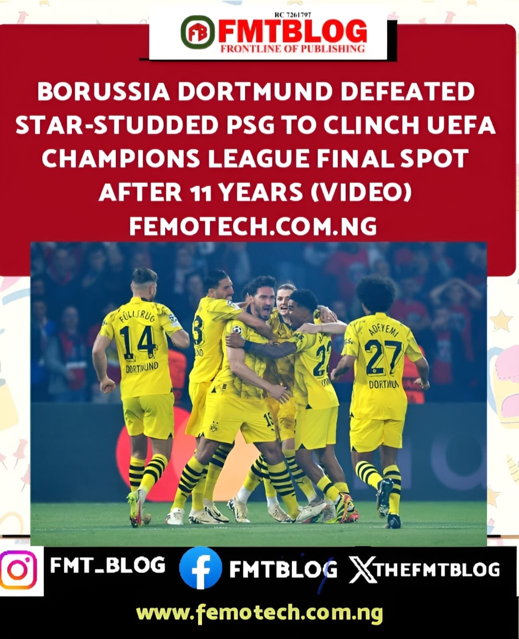 Borussia Dortmund Defeated Star-Studded PSG To Clinch UEFA Champions League Final Spot After 11 Years(VIDEO)