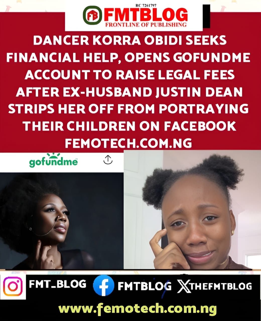 Dancer Korra Obidi Seeks Financial Help, Opens GoFundMe Account To Raise Legal Fees After Ex-Husband, Justin Dean Strips Her Off From Portraying Their Children On Facebook (VIDEO) 