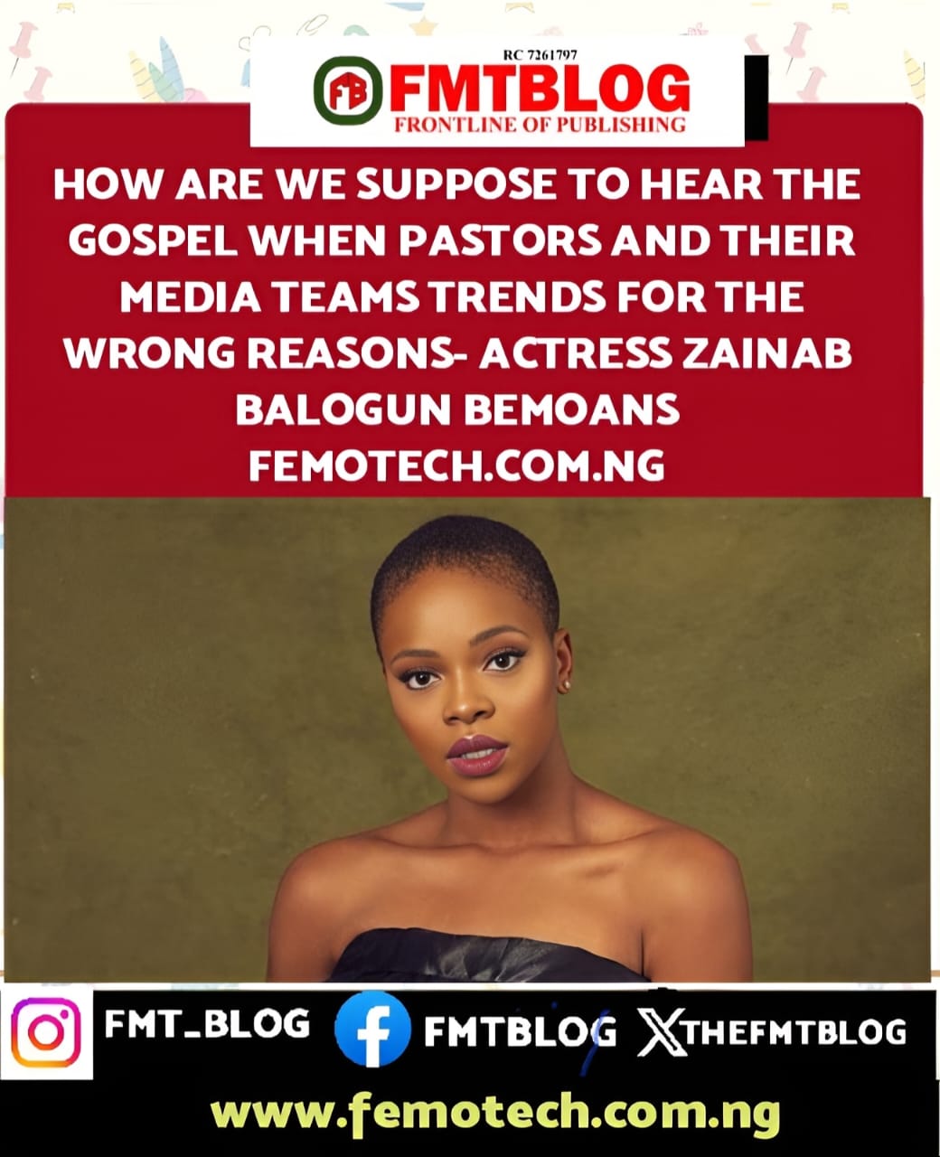 How Are We Suppose To Hear The Gospel When The Pastors And Their Media Teams Trends For The Wrong Reasons- Actress Zainab Balogun Bemoans