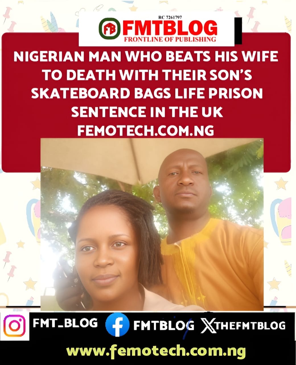 Nigerian Man Who Beats His Wife To Death With Their Son’s Skateboard Bags Life Prison Sentence In The UK