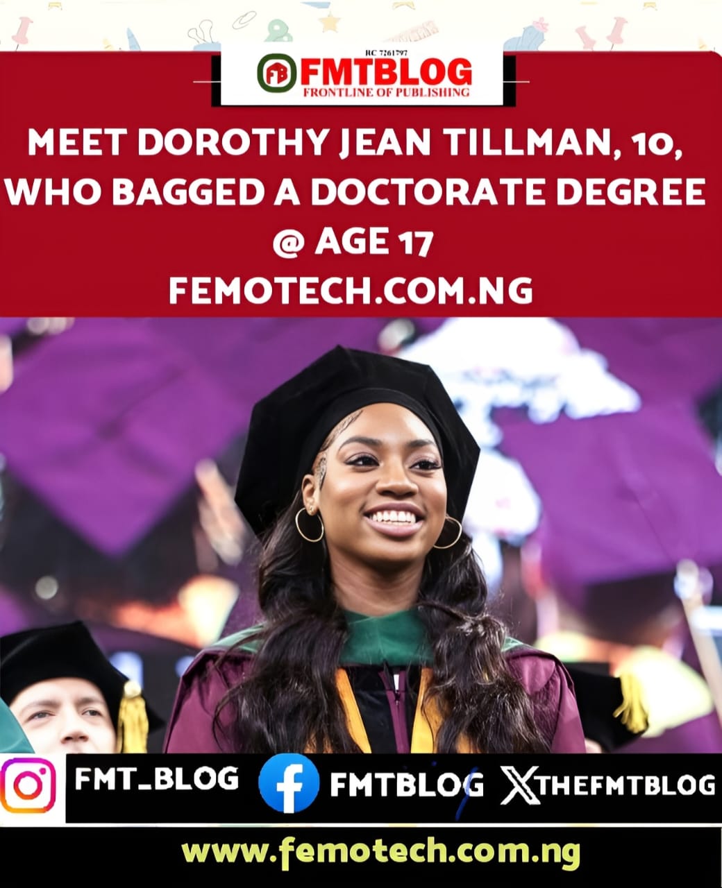 Meet Dorothy Jean Tillman, 10, Who Bagged a Doctorate Degree @ Age 17