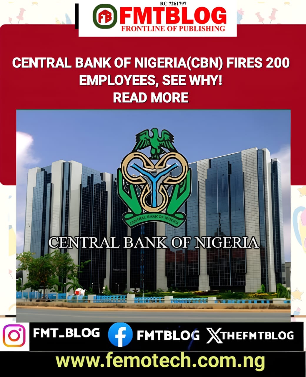 Central Bank Of Nigeria (CBN) Fires 200 Employees, See Why!