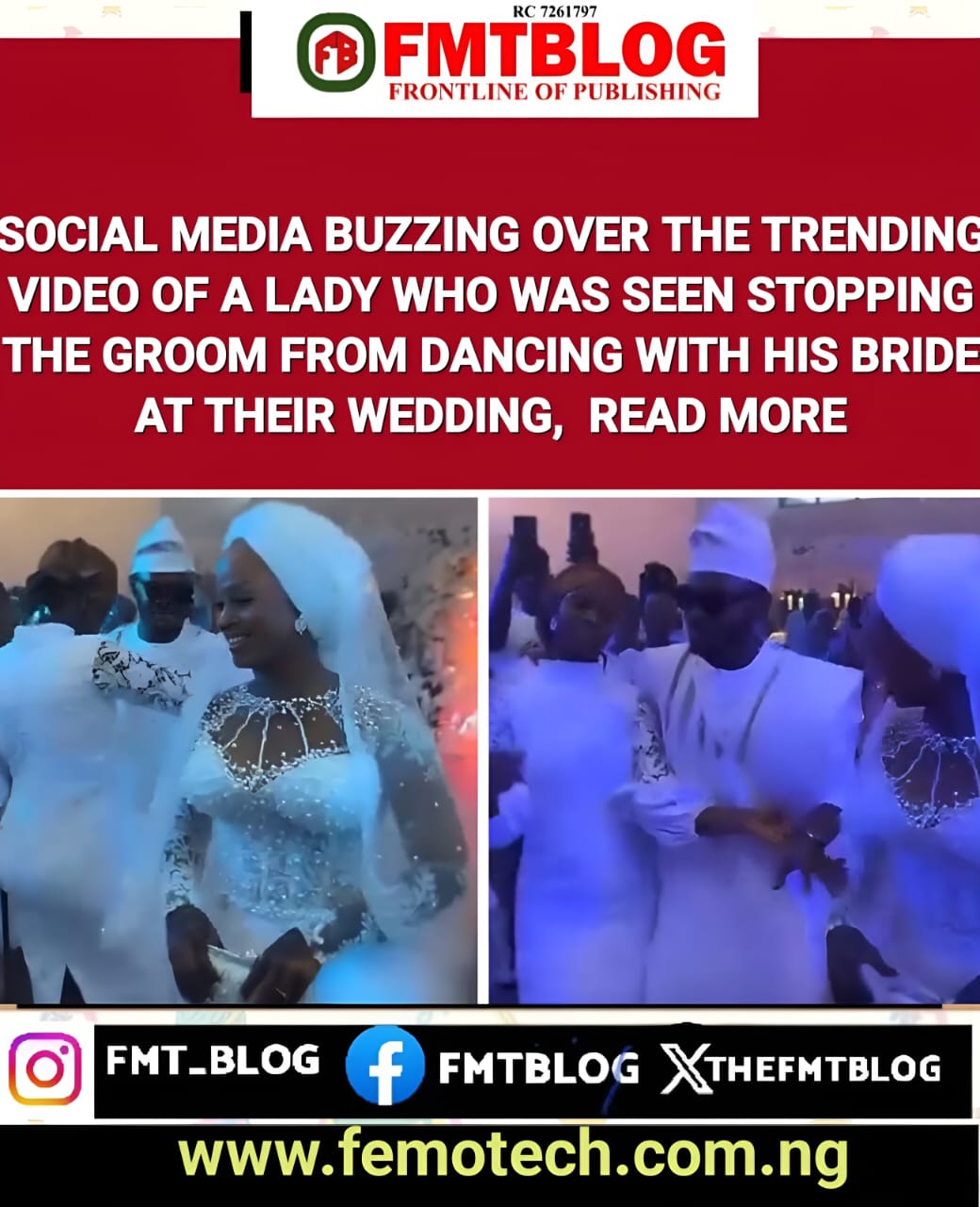 Social Media Buzzing Over The Trending Video Of A Lady Who Was Seen Stopping The Groom From Dancing With His Bride At Their Wedding