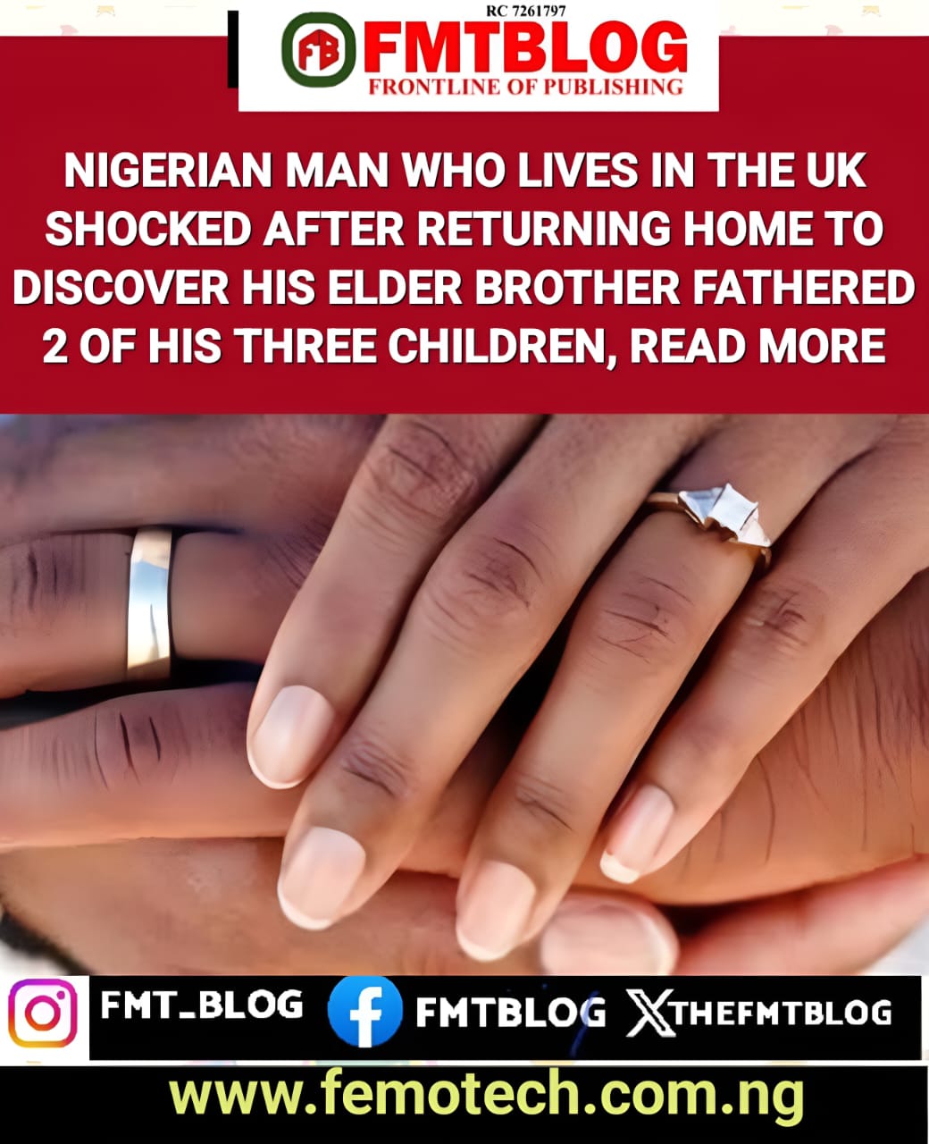 Nigerian Man Who Lives In The UK Shocked After Returning Home To Discover His Elder Brother Fathered 2 Of His Three Children