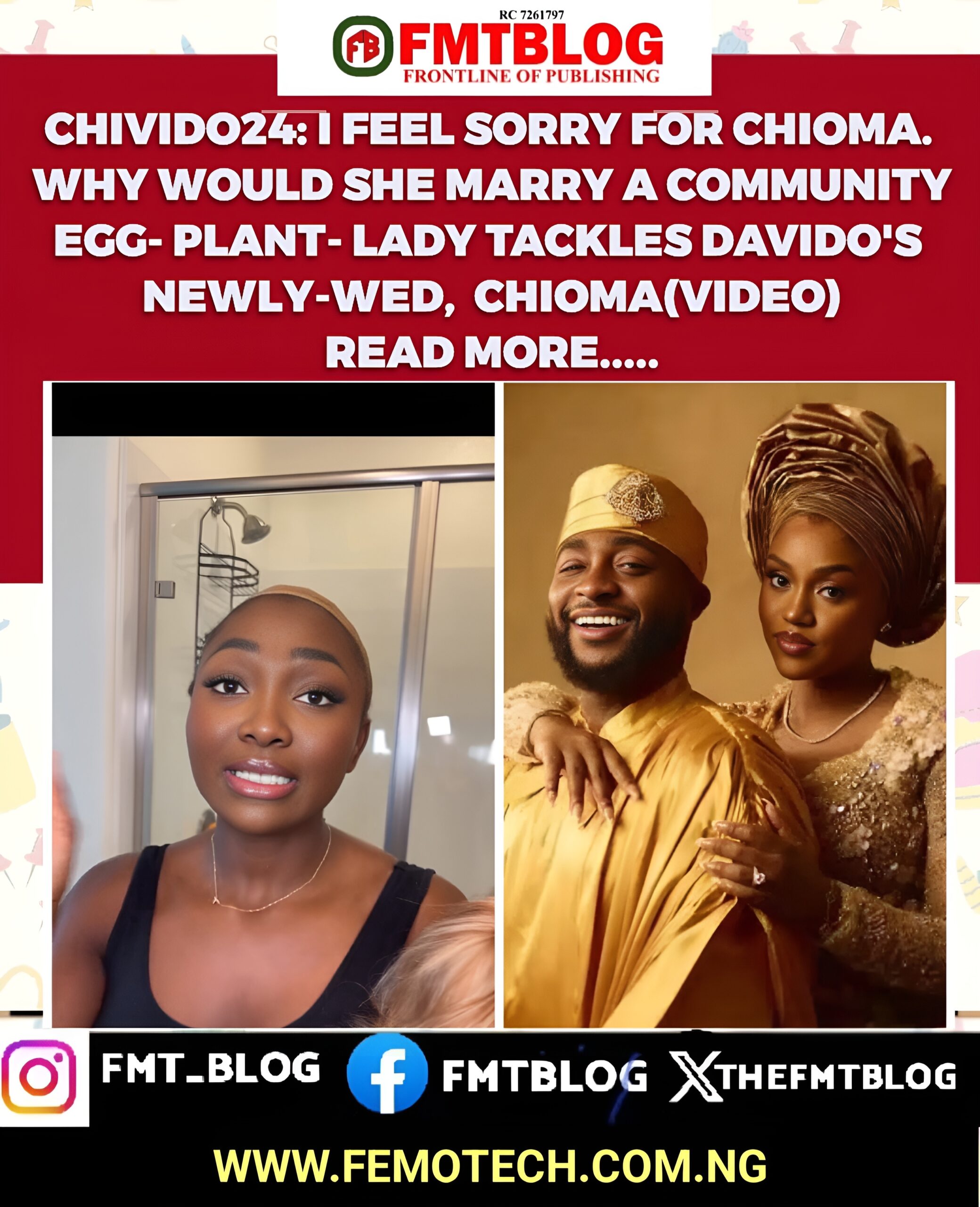 CHIVIDO24- I Feel Sorry For Chioma.Why Would She Marry A Community Egg-Plant- Lady Tackles Davido’s Newlywed, Chioma(VIDEO)