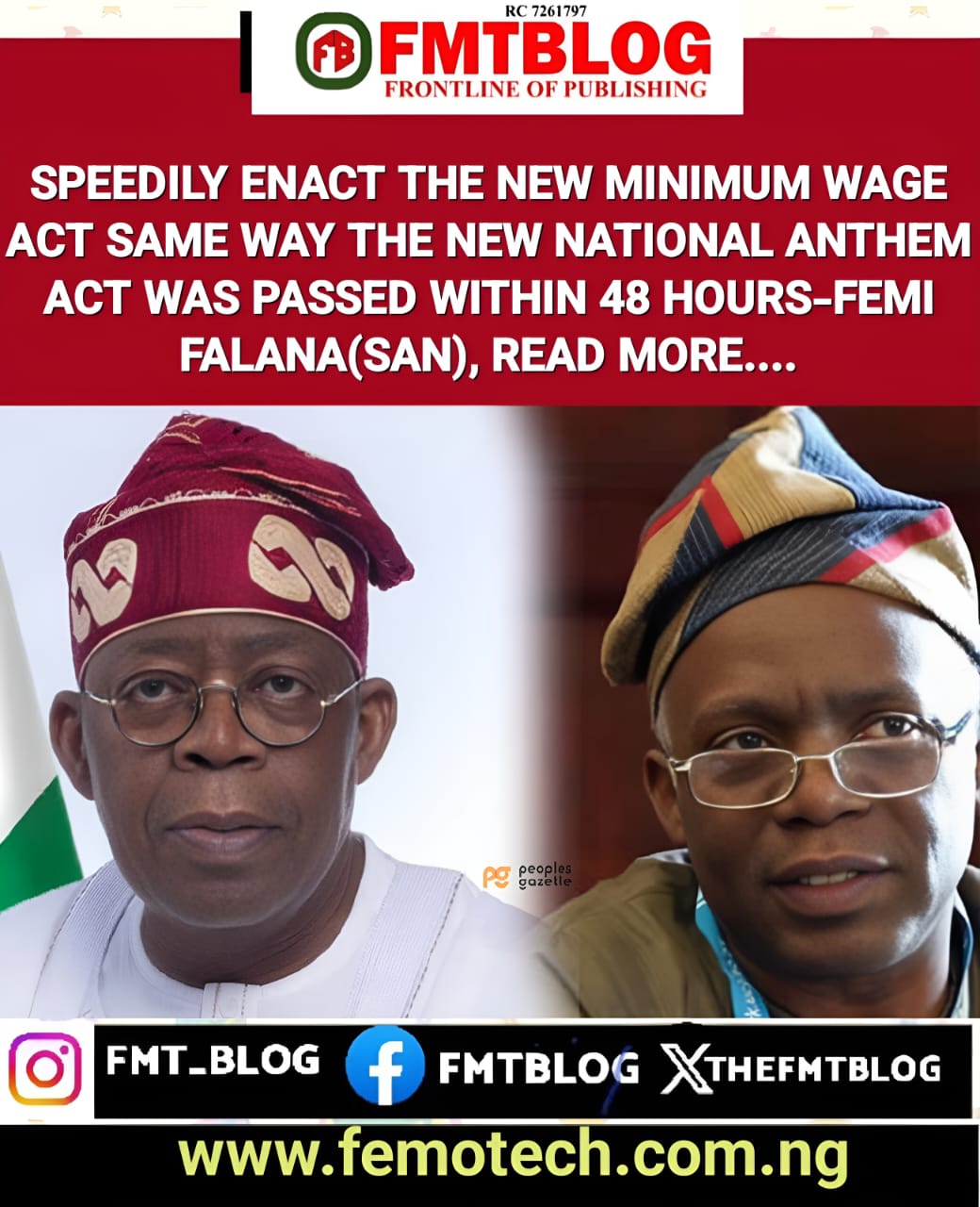 Speedily Enact The New Minimum Wage Act Same Way The New National Anthem Act Was Passed Within 48 Hours- Femi Falana(SAN)