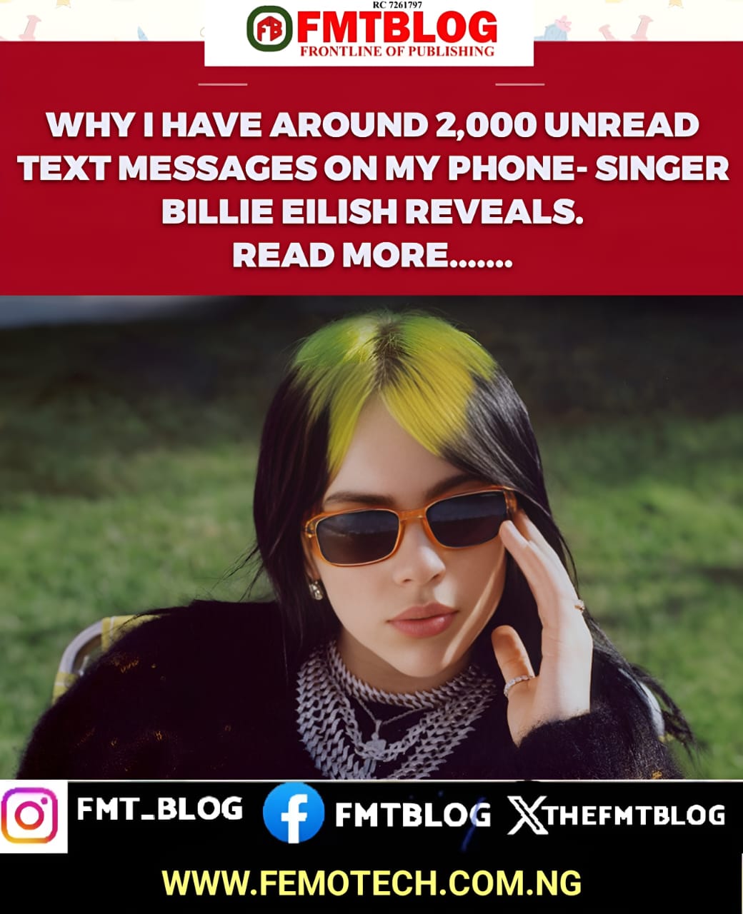 Why I Have Around 2,000 Unread Text Messages On My Phone- Singer Billie Eilish Reveals