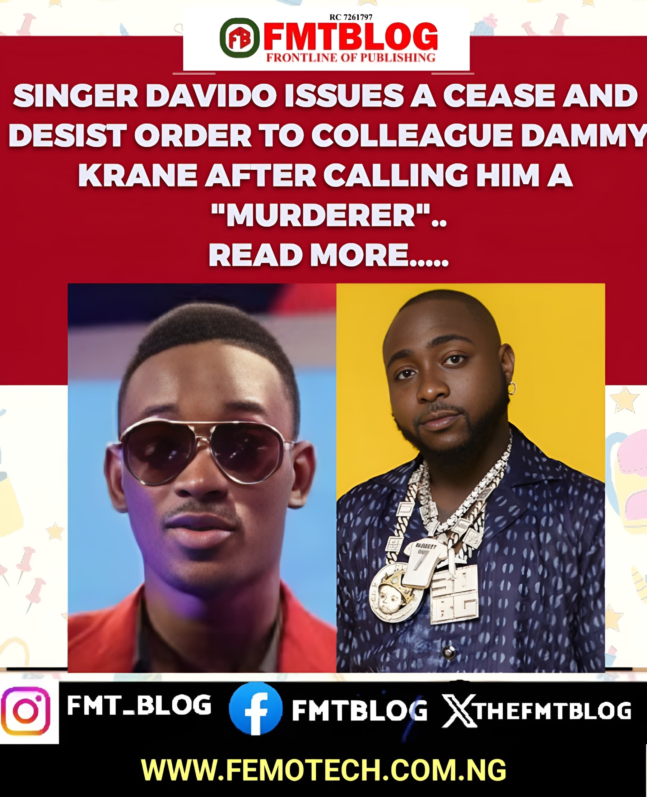 Singer Davido Issues A Cease And Desist Order To Colleague Dammy Krane After Calling Him A “Murderer”