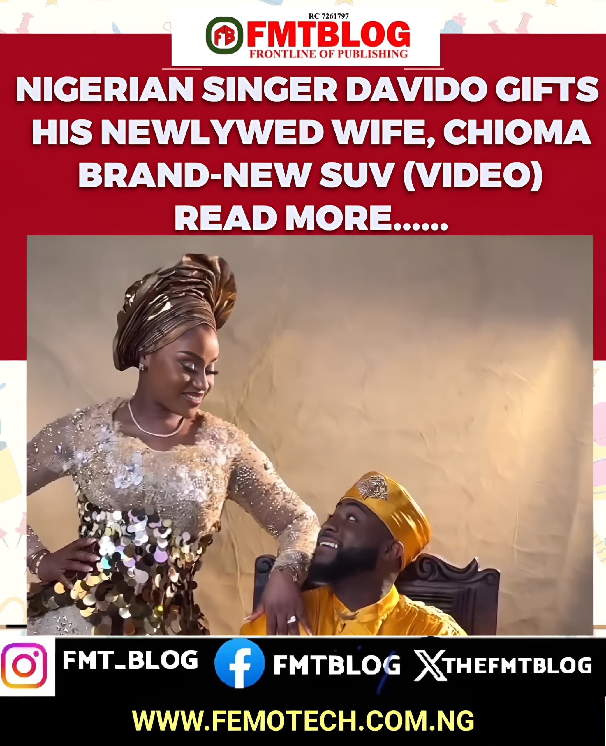 Nigerian Singer Davido Gifts His Newlywed Wife, Chioma Brand-New SUV(VIDEO)