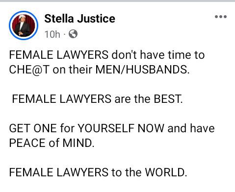 Get A Female Lawyer To Marry. They Don't Have Time 2 Cheat On Their Men And Husbands