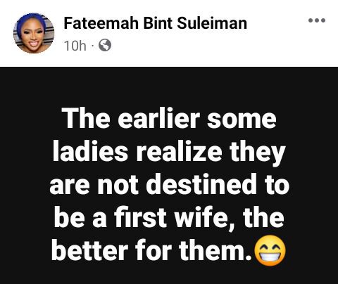 The Earlier You Accept That You're Not Destined To Be First Wife, The Better- Nigerian Lady Berates Women