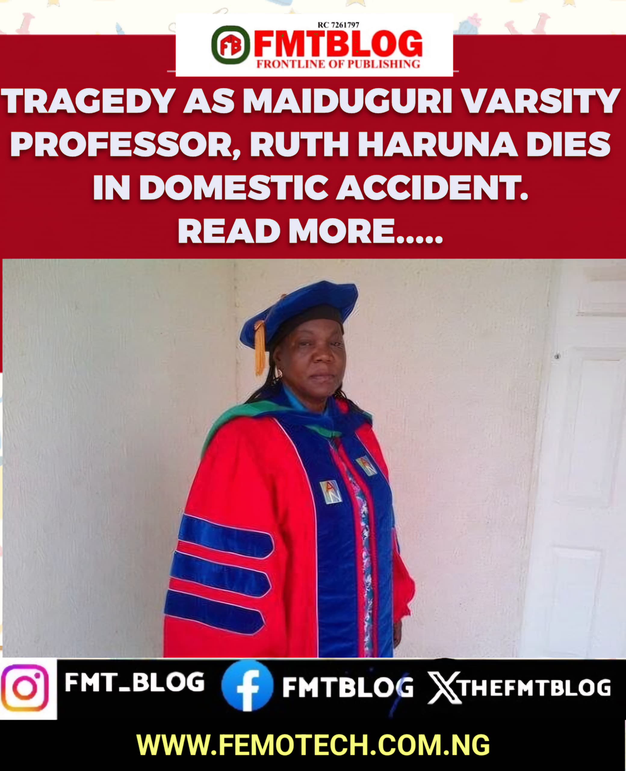 Tragedy As Maiduguri Varsity Professor, Ruth Haruna, Dies In Domestic Accident