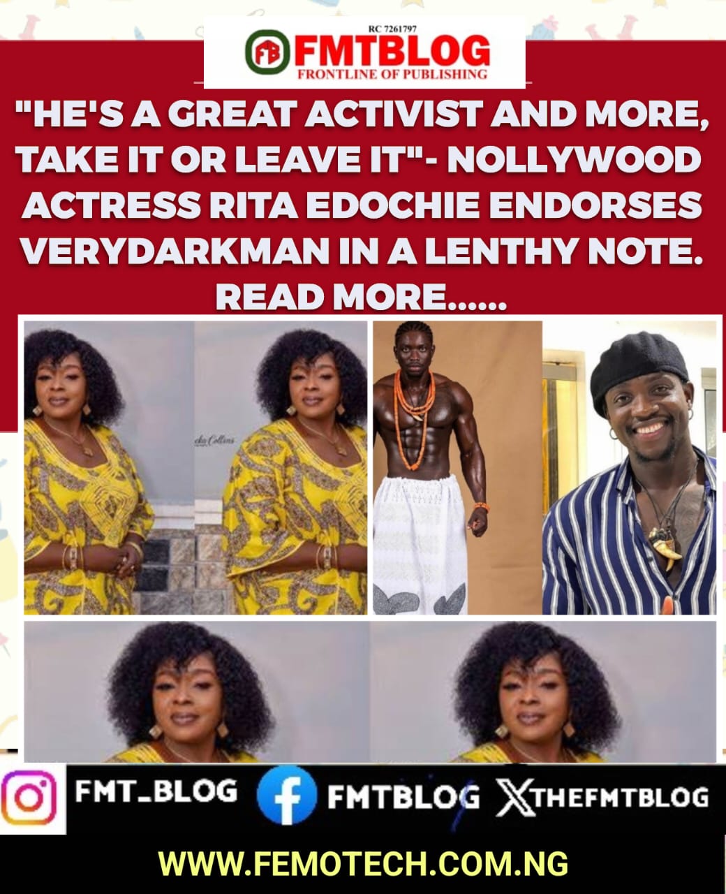 ”He Is A Great Activist And More, Take It Or Leave It”- Nollywood Actress Rita Edochie Endorses VeryDarkMan In A Lengthy Note