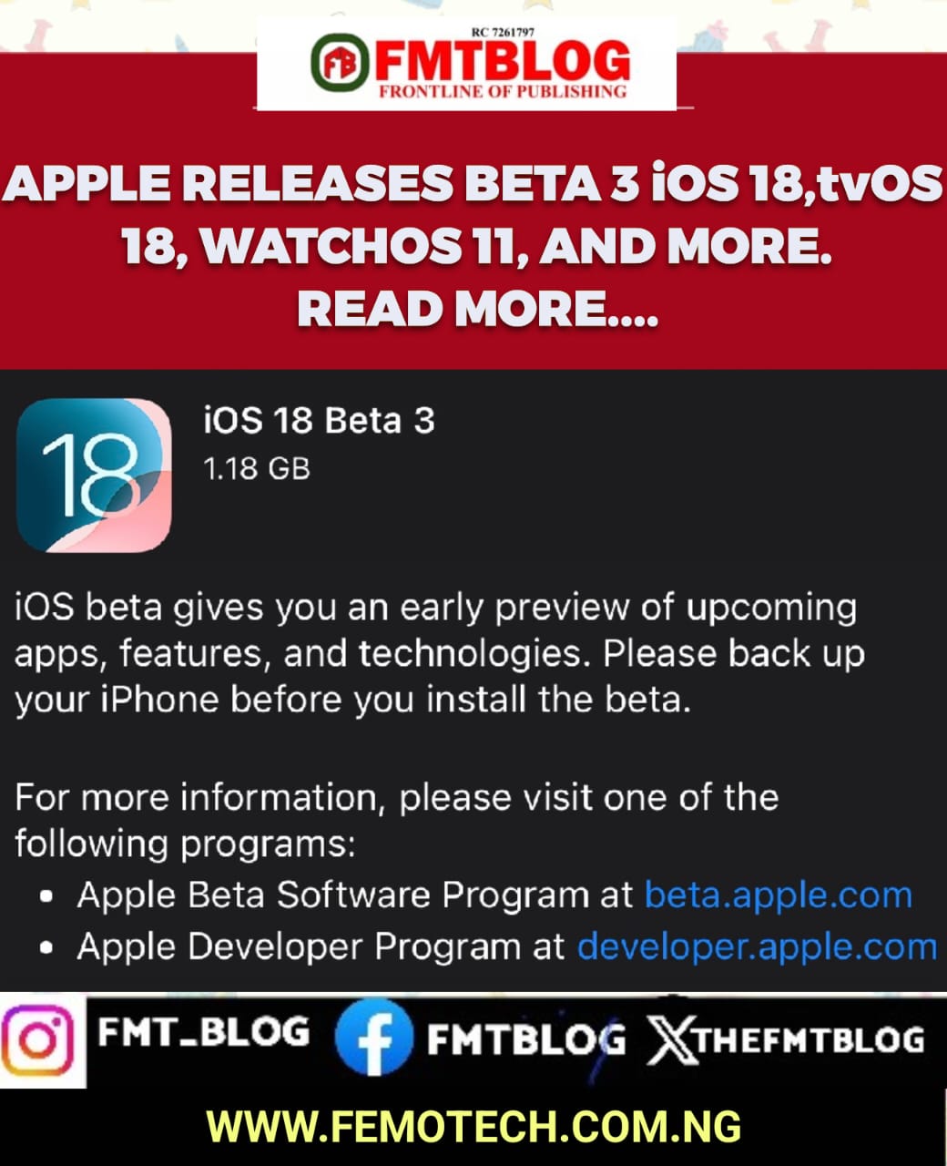 Apple Releases Beta 3 iOS 18, tvOS 18, WatchOS 11, And More…