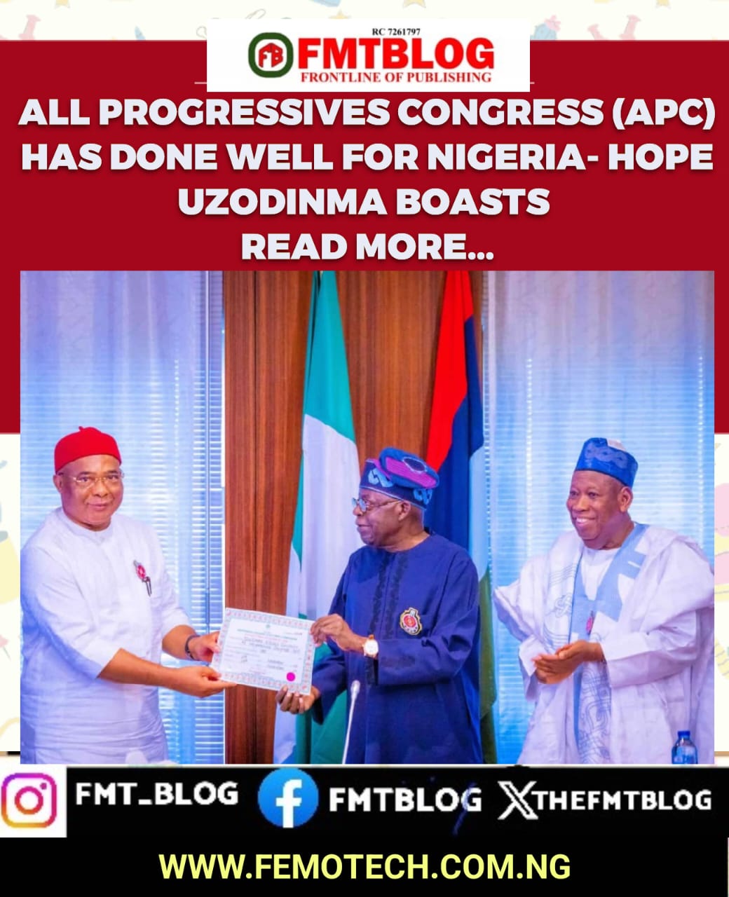 Truthfully, All Progressives Congress(APC) Has Done Well For Nigeria- Hope Uzodinma Boasts